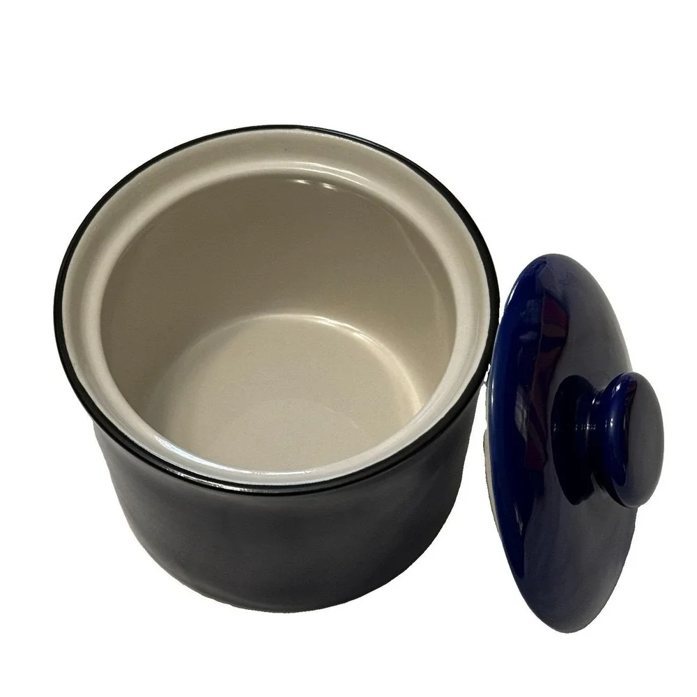 Gibson Sensations II Cobalt Blue Stoneware Canister Jar w Lid Kitchen Storage